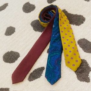 Ted Baker $240 Tie Lot Designer Silk Wool Multi Geometric Paisley Dot Prints